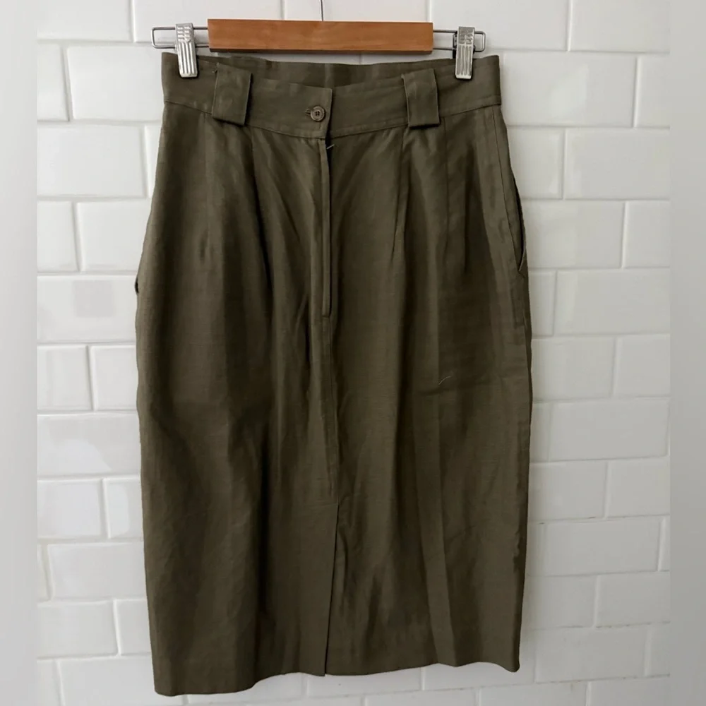 Vintage Rafaella Olive Pencil Skirt - Picture 2 of 4